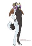  angel canine cute female melissa_o&#039;brien multiple_tails nude pose solo tail wings wolf 