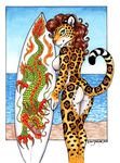  &hearts; 2008 beach breasts butt dragon female jaguar nude scalie seaside solo surfboard surfing tame xianjaguar 