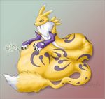  belly canine digestion digimon forceswerwolf fox hybrid naga nagarenamon renamon soft_vore vore 