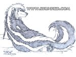 2010 back bangs female hindpaw james_m_hardiman lori lounging nude reclining sketch skunk smile solo tail white_background 