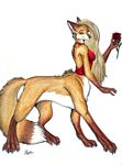  blonde_hair breasts canine female fox hair looking_at_viewer melissa_o&#039;brien pose rose solo taur 