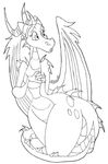  black_and_white crossgender female monochrome razzek scalie solo spyro spyro_the_dragon 