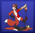  canine fox human paint paintbrush paws smile solo spookaboo transformation wet 