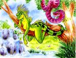  branch female green hi_res iguana joe_rosales jungle lizard nude pink scalie snake solo tree 