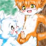  blue blush cub cum cumshot gay invalid_tag kemono male oral orgasm penis tears tree uncut unknown_artist yellow_eyes 