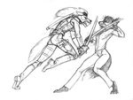  angry armor canine erin female fight fighting fox katana kerra pistol scott_ruggels sketch snarling sword weapon wolf 