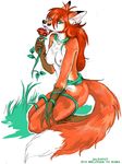  breasts canine ear_piercing earring female flower fox gilda_laura_rimessi nude piercing rose solo 