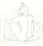  anal butt canine crush death forest grin human licking looking_at_viewer looking_back macro male monochrome rogue sitting sketch tail tongue tree violence wolf 