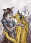  2010 background canine female fox jiraiya love male straight undressing watercolour wolf 