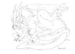  2009 anus clitoris dragon eyes_closed female feral horns licking male mandarax necrodrone on_side penetration penis plump_labia pussy ridiculous_fit scalie sex size_difference sketch straight tongue vaginal vaginal_penetration wings 