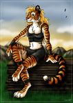  claws countershading cute feline female paws pinup sitting solo tail tani_da_real tiger yuki 