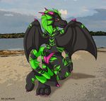  beach bikini chemicaldragon dragon female korth miss_chemical pose scalie seaside skimpy solo topless wings 