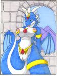  breasts dragon dungeon female horns jewelry marc_leonhardt nipple_piercing nipples nude piercing pussy scalie solo wings 