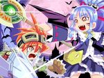  alwen gloves knife pointy_ears purple_hair ragna red_eyes red_hair wings yellow_eyes zwei zwei_2 