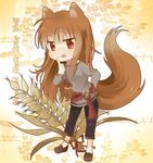  :q animal_ears bad_id bad_pixiv_id brown_hair chocho_(homelessfox) holo long_hair pouch red_eyes ribbon solo spice_and_wolf tail tongue tongue_out wheat wolf_ears wolf_tail 