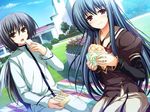  akatsuki_no_goei blue_hair food game_cg kanzaki_moe seifuku tomose_shunsaku 