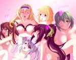 all_fours bare_shoulders blonde_hair blush breasts brown_hair cecilia_alcott charlotte_dunois closed_eyes eyepatch glasses green_eyes hair_ribbon heart huang_lingyin infinite_stratos large_breasts laura_bodewig long_hair multiple_girls nipples nude one_eye_closed open_mouth orgasm ponytail purple_eyes red_eyes ribbon sexually_suggestive shian_(my_lonly_life.) shinonono_houki short_hair twintails yamada_maya_(infinite_stratos) 