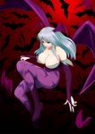  animal_print aqua_hair bare_shoulders bat bat_print bat_wings boots breasts bridal_gauntlets cleavage demon_girl elbow_gloves fingerless_gloves fingernails gloves green_eyes head_wings high_heels highres large_breasts legs leotard long_fingernails long_hair long_legs morrigan_aensland nail_polish pantyhose print_legwear shoes solo succubus teresa007 thighs vampire_(game) wings 