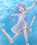  bad_id bad_pixiv_id blue_eyes blue_hair dress hat ikamusume long_hair shinryaku!_ikamusume solo squid tentacle_hair tokioto underwater 