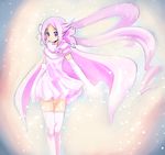  cape dress elbow_gloves gloves heart heartcatch_precure! highres k@non long_hair mugen_silhouette pink_hair precure purple_eyes solo sparkle thighhighs twintails very_long_hair 