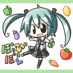  aoblue blush chibi hatsune_miku long_hair necktie open_mouth poppippoo_(vocaloid) skirt solo thighhighs twintails vocaloid 