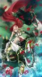  bad_id bad_pixiv_id elbow_gloves final_fantasy final_fantasy_xiii flower gloves highres lightning lightning_farron odin_(final_fantasy) petals pink_hair pochiharu scarf short_hair single_glove sword weapon 