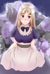 apron axis_powers_hetalia bad_id bad_pixiv_id belarus_(hetalia) blonde_hair blue_eyes bow breasts dress flower hair_bow hairband ito_(toy9) large_breasts long_hair solo 