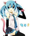  :o animal_ears aqua_eyes aqua_hair bad_id bad_pixiv_id black_gloves cat_ears cat_tail elbow_gloves gloves hatsune_miku kemonomimi_mode long_hair manio mikupa necktie skirt solo tail thighhighs twintails v-shaped_eyebrows vocaloid zettai_ryouiki 