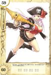  ascot belt boots bow bow_(weapon) breasts bustier captain_liliana cleavage crossbow frills hat highres jolly_roger knee_boots large_breasts legs lingerie long_hair midriff miniskirt morisawa_haruyuki navel pink_eyes pink_hair pirate pirate_hat pleated_skirt queen's_blade queen's_blade_rebellion ribbon skirt skull_and_crossed_swords solo thighs underwear very_long_hair weapon 