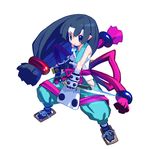  bandages black_eyes black_hair disgaea gloves harada_takehito headband highres japanese_clothes jewelry long_hair low-tied_long_hair makai_senki_disgaea_2 necklace ninja official_art pointy_ears ribbon solo sword weapon white_background yukimaru 