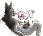  canine cub erin_middendorf female fox glasses male midget piercing sex size_difference sketch straight 