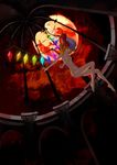  barefoot blonde_hair flandre_scarlet flat_chest full_moon glowing glowing_eyes hat highres moon navel nipples nude red_eyes red_moon short_hair side_ponytail solo touhou wings yaozhiligenius 