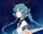  achunchun animal_ears aqua_hair blue_eyes catgirl hatsune_miku long_hair seifuku twintails vocaloid 