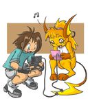  adapter anthro bittenhard blue_eyes cute female friends human nintendo nintendo_ds pok&eacute;mon pok&eacute;morph pokemon_trainer raichu red_eyes ♪ 