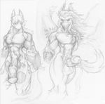  avian balls big_balls cum equine erection gryphon horse horsecock hyper looking_at_viewer male megan messy muscles nude penis precum presenting sketch standing tail wings 