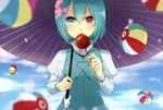  amaya_enaka bicolored_eyes blue_hair tatara_kogasa touhou umbrella 