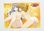  2girls agent_aika aika_zero arm arms ass back bare_shoulders bent_over blue_eyes blue_hair blush bra breasts brown_hair cleavage female grey_hair happy leg_grab legs legs_up light_brown_hair lingerie long_hair looking_back midriff multiple_girls naughty_face official_art open_mouth panties pantyshot photo red_eyes shiratori_miyu short_hair shy silver_hair smile sumeragi_aika underwear wrist_grab yuri 