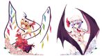  alternate_costume bat_wings belt blonde_hair bow breasts buckle choker cleavage cross crossed_arms flandre_scarlet flower hat highres laevatein large_wings looking_at_viewer looking_back medium_breasts multiple_girls navel panties pink_flower pink_rose purple_hair red_eyes remilia_scarlet rose see-through sesield short_hair siblings sisters smile touhou transparent_background underwear white_flower white_panties white_rose wings wrist_cuffs 