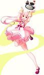  arms_up cupcake dress food koflif long_hair mary_janes original pink_hair ponytail red_eyes shoes solo thighhighs 