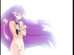  cap covering covering_breasts dirty_pair_flash long_hair purple_hair yuri_(dirty_pair) 