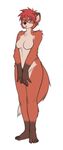  analon blue_eyes breasts canine covering_self female fox hair looking_at_viewer naturally_censored nude open_mouth red_hair short_hair short_red_hair solo standing 