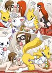  bdsm bondage bound canine comic digihentai digimon female fox gatomon group guilmon hikari_kamiya mammal palcomix renamon rika_nonaka scalie takato_matsuki unknown_artist 