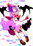  blue_hair hat highres loafers one_eye_closed remilia_scarlet shoes short_hair silver_hair solo sw touhou wings 