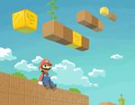  ?_block bad_id bad_pixiv_id block blue_sky brown_hair cloud day facial_hair gloves hat highres luigi male_focus mario mario_(series) multiple_boys mustache overalls plant sitting sky super_mario_bros. tamu_(tyappii) vines warp_pipe 