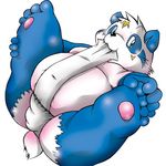  blue_eyes bulge chibineco chubby fundoshi hindpaw male morbidly_obese panda presenting solo spread_legs spreading underwear 