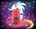  chibi demon_girl double_gold_spandex glasses horn kneesocks_(character) kneesocks_(psg) panty_&amp;_stocking_with_garterbelt red_skin scythe tail weapon wings 