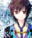  ayamisiro black_hair brown_eyes brown_hair coat copyright_name gradient_hair jude_mathis male_focus multicolored_hair smile solo tales_of_(series) tales_of_xillia 