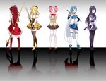  akemi_homura bad_id bad_pixiv_id beret boots brown_legwear corset detached_sleeves different_reflection drill_hair elbow_gloves fingerless_gloves fysr gloves gradient gradient_background gun hair_ornament hairpin hat kaname_madoka long_hair magical_girl magical_musket mahou_shoujo_madoka_magica miki_sayaka mitakihara_school_uniform multiple_girls pantyhose pink_hair pleated_skirt polearm puffy_sleeves reflection reflective_floor ribbon rifle sakura_kyouko school_uniform shirt short_hair short_twintails skirt striped striped_legwear sword taut_clothes taut_shirt thighhighs tomoe_mami twin_drills twintails vertical-striped_legwear vertical_stripes weapon zettai_ryouiki 