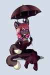  boots collar corset dress feline female goth high_heels horns long_dress multiple_tails nekomata pink_hair solo tail umbrella vampirexpenguin 