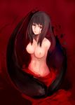  amputee bad_id bad_pixiv_id black_hair blood bloody_tears breasts brown_hair eggshell highres innocent_grey kara_no_shoujo kuchiki_touko long_hair medium_breasts nipples red red_background red_eyes solo yaoya_musuko 